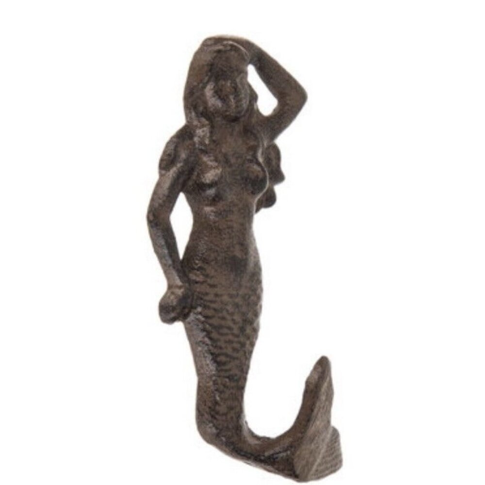 Nautical Mermaid Single Hook Storage Wall Hanger Coat Hook Hanger Metal 6” - Picture 2 of 4